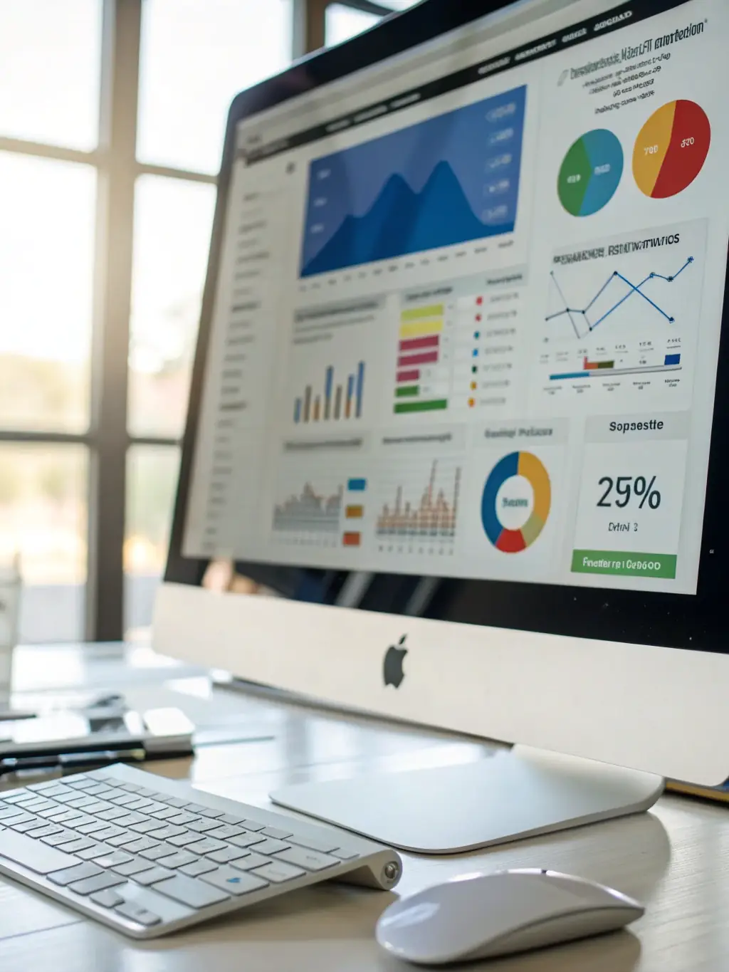 A clean, modern interface showcasing the financial module of Genesisia ERP, with charts and key performance indicators (KPIs) displayed prominently, emphasizing real-time financial insights.
