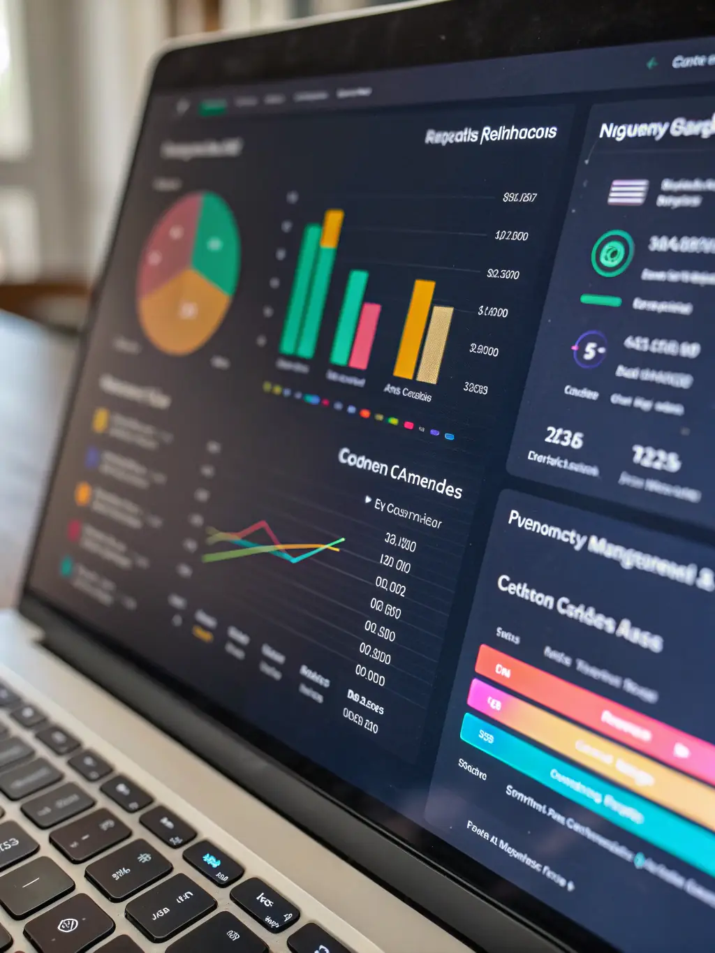 A clean, modern interface showcasing the finance module with charts and key performance indicators relevant to financial management in Genesisia.