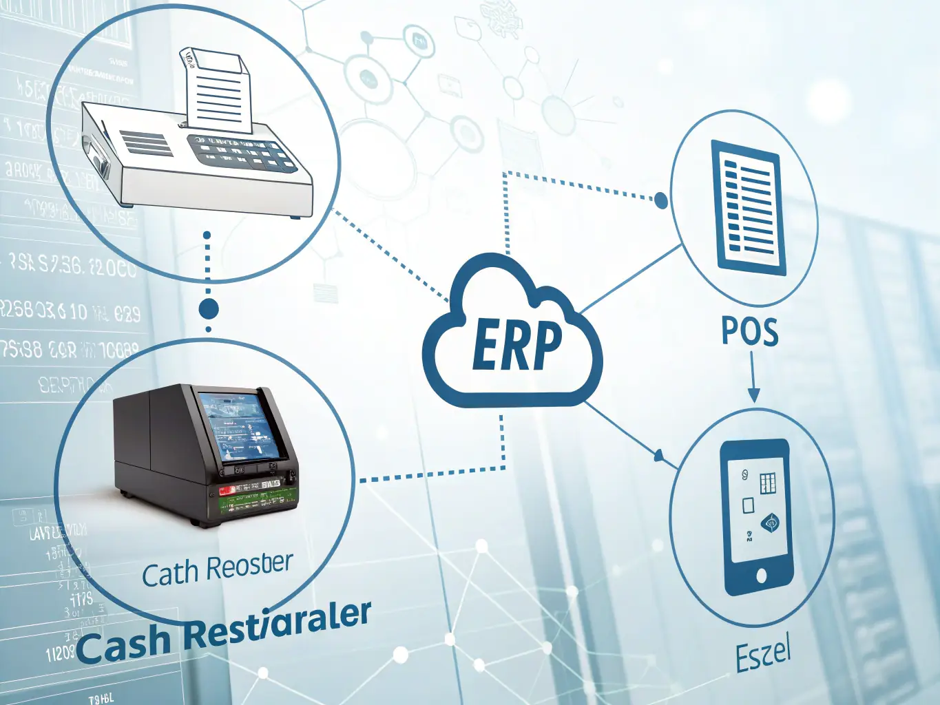 A visual representation of Genesisia ERP's modular architecture, highlighting the seamless integration of various modules such as finance, sales, CRM, and inventory management, with interconnected nodes and data flows.